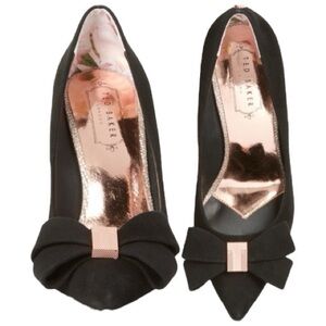 Ted Baker Black Heels with Bow Accent, Size 36